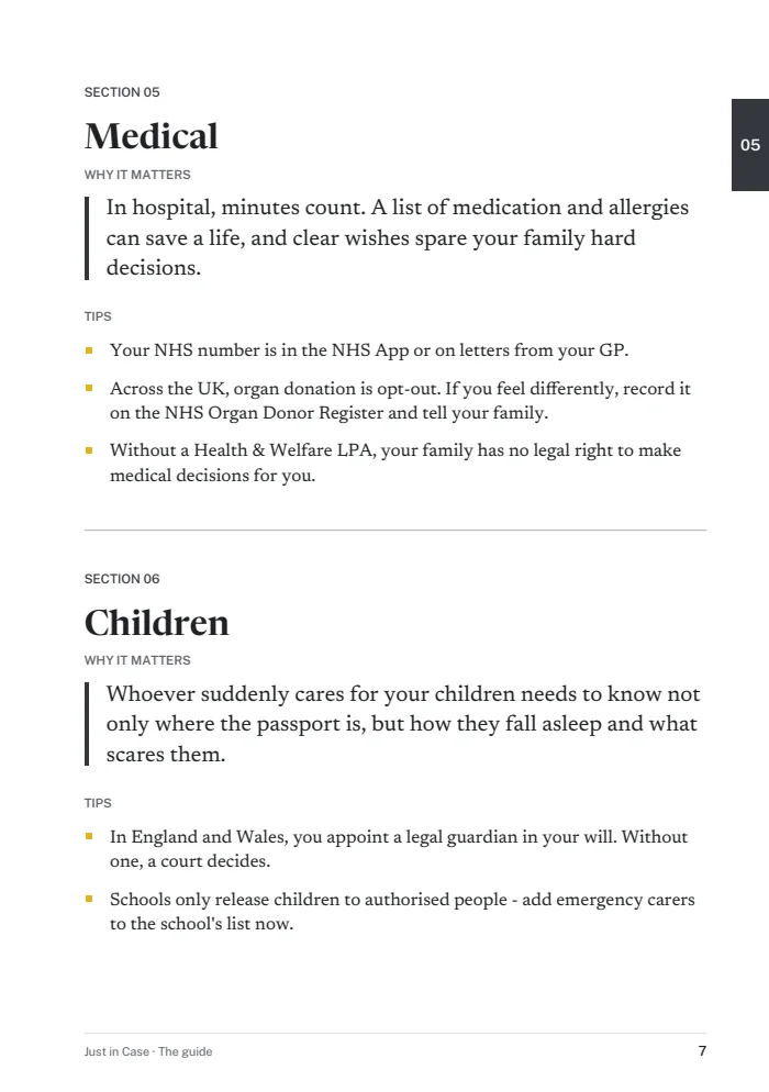 A page of the A5 guide with tips